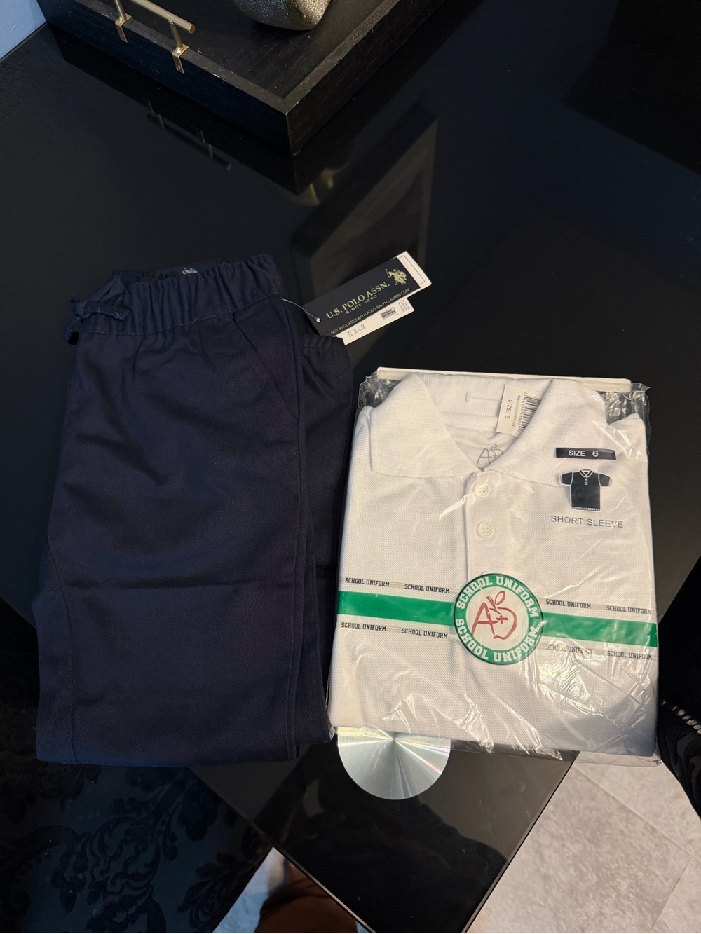 U.S. Polo Assn. Navy Pants with White School Polo
